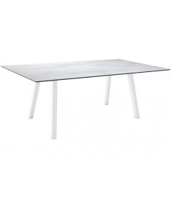 Stern Interno Tisch 180x100cm Vierkantrohr weiß / Zement hell