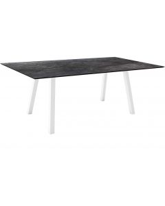 Stern Interno Tisch 180x100cm Vierkantrohr weiß / Dark Marble