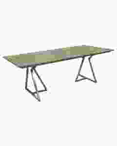 Zebra Triangel Tisch 210x100cm Edelstahl/Teak