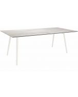 Stern Interno Tisch 220x100cm Rundrohr weiß / Zement hell