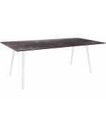 Stern Interno Tisch 220x100cm Rundrohr weiß / Dark Marble
